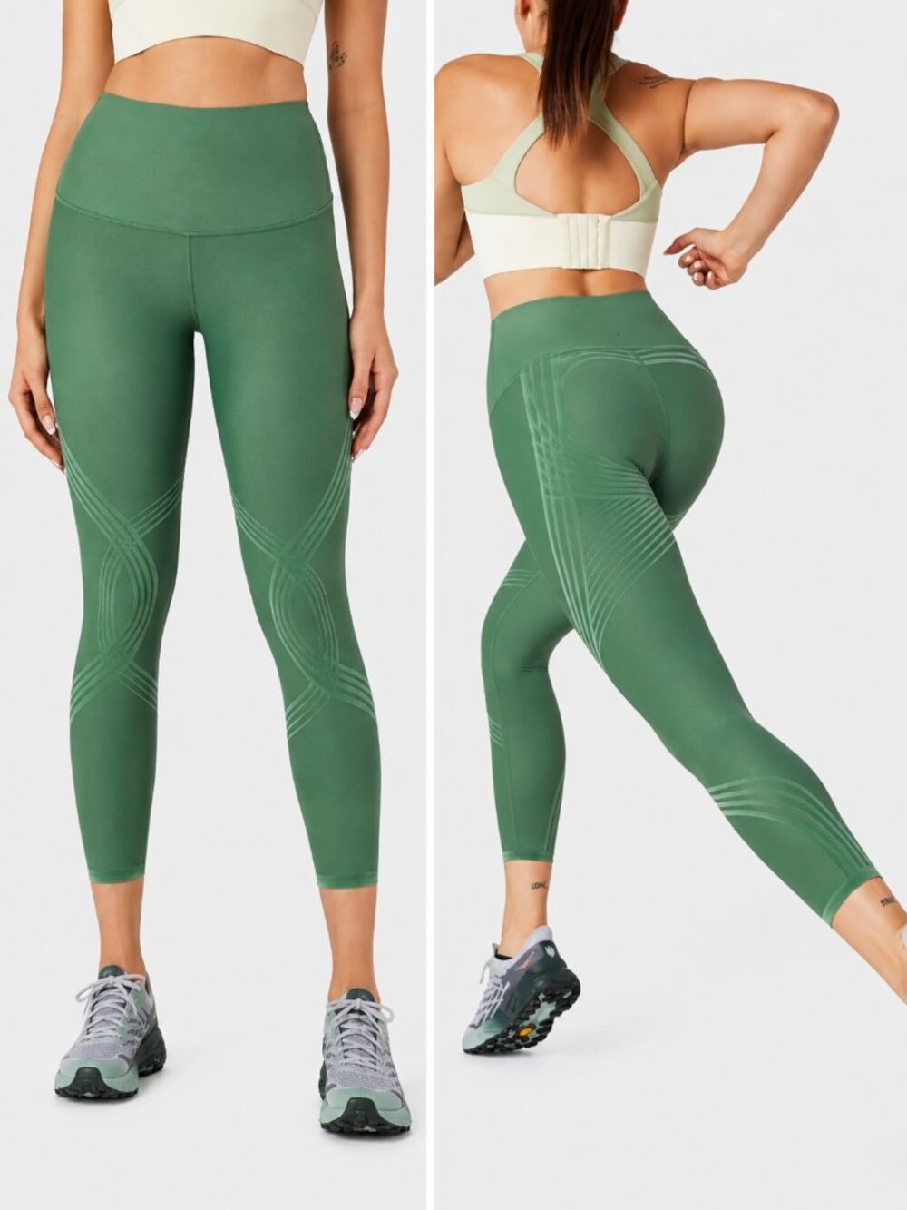FANKA Body Sculpt 7/8 Compression Leggings (Reversible Wear) Green Pilates Run M